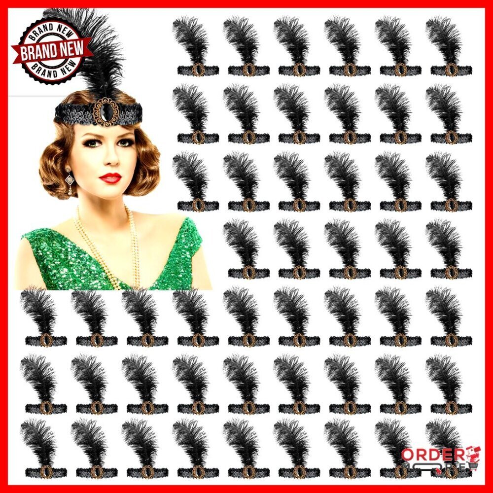 30 Pcs Feather Headbands 1920s Flapper Costume Accessory Hairpiece